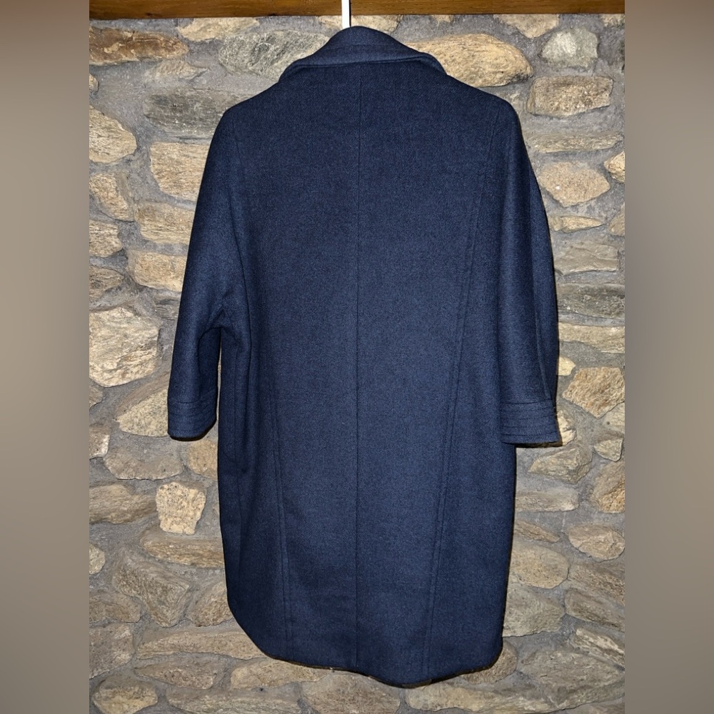 LTD Dark Blue Women's wool cocoon Coat - Picture 2 of 7